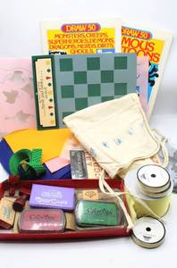 lot 3836 image: Variety of Crafting Supplies - Lots of Felt Squares, Stencils, Drawing Books, Ribbon, Ink Pads & Stamps