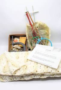 lot 3837 image: Knitting Lot and Brisk-Set Rhinestone Setter - Shell Baby Blanket knitting project almost finished