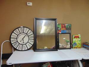 lot 2402 image: Pair of Black Framed Mirrors