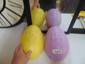lot 2432 image: 2 Large Blow Mold Easter Eggs