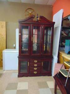 lot 2451 image: Dark Wood China Hutch 610 tall 42 wide and 16 Deep