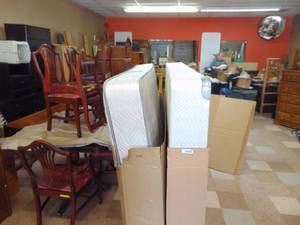 lot 2453 image: Queen Size Beauty Rest Pillow Top Mattress and Box springs