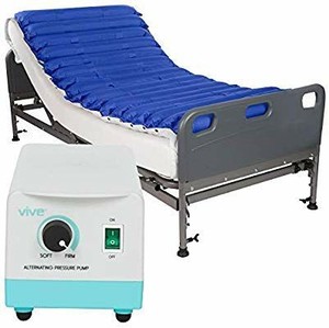 lot 4596 image: Vive Alternating Pressure Mattress 5 - Air Topper Pad for Bed Sore, Ulcer Prevention, Bedridden Treatment - Inflatable, Quiet Alternative Cover - Fits Hospital Bed - Includes Electric Pump System