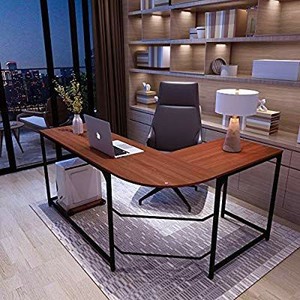 lot 4618 image: Simlife L-Shaped Desk Black Corner Gaming Computer Desk Modern Home Office PC Laptop Workstation Study Table Wood & Metal