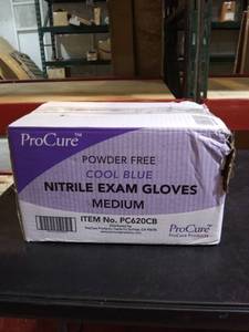 lot 5448 image: ProCure Disposable Nitrile Gloves - Medium, 2,000 Count Case - Powder Free, Rubber Latex Free, Medical Exam Grade, Non Sterile, Ambidextrous - Soft with Textured Tips - Cool Blue