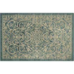 lot 5456 image: Maples Rugs Pelham Vintage Runner Rug Non Slip Hallway Entry Carpet Made in USA, 2 x 6, Light Spa