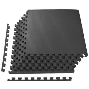 lot 5493 image: BalanceFrom Puzzle Exercise Mat with EVA Foam Interlocking Tiles, Black