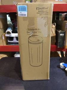 lot 5503 image: iTouchless 13 Gallon Touchless Sensor Trash Can with Odor Filter System, Round Steel Garbage Bin, Perfect for Home, Kitchen, Office, Alpine White