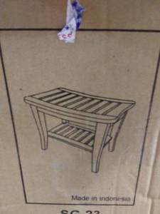 lot 5534 image: Ala Teak Indoor Outdoor Patio Garden Yard Bath Shower Spa Waterproof Stool Bench Fully Assembled
