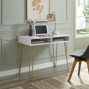 lot 5559 image: Novogratz Athena Computer Desk with Storage, White Marble