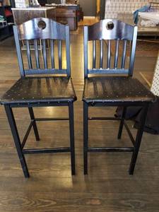 lot 477 image: (2) Black Bar High Chairs