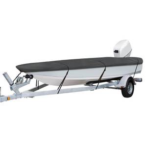 lot 35290 image: Classic Accessories StormPro�� Heavy Duty Boat Cover with Support Pole, Fits 14 - 16 L x 75 W - Trailerable Boat Cover with Advanced Fabric Coating Technology, Model A