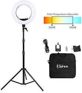 lot 35295 image: LimoStudio 14 inch Dimmable Ring Light LED Dual Color Continuous Lighting for Charming Eyes and Beauty Facial Shoot, Photo Studio Salons Beauty Shop Selfie Light Stand,AGG2860.The power Cord is Missing.