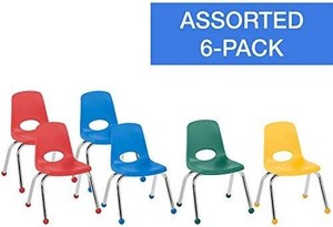 lot 35300 image: ECR4Kids 12 School Stack Chair,Chrome Legs with Ball Glides,6-pack