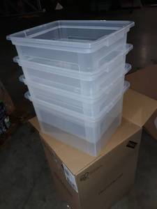 lot 35349 image: Clear Stakable Plastic Storage Containers 4 pack