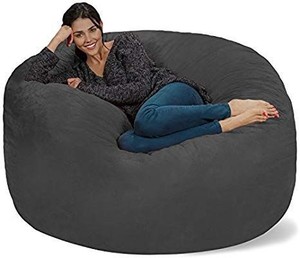 lot 35351 image: Chill Sack Bean ChairGiant 5 Memory Form Furniture Bean Bag,Big Sofa with Soft Micro Fiber Cover-Charcoal