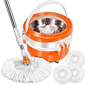 lot 35352 image: Microfiber Spin Mop and Bucket with Wi ge 3 Mop Head 360 Rolling Mop and Bucket System for Cleaning Masthome