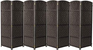 lot 35371 image: Sorbus Room Divider Privacy Screen, 6 ft. Tall Extra Wide Foldable Panel Partition Wall Divider, Double Hinged Room Dividers and Folding Privacy Screens, Diamond Double-Weaved(8 Panel, Espresso Brown)