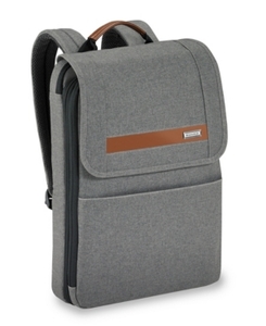 lot 35372 image: Mens Briggs & Riley Slim Kinzie Street Rfid Pocket Expandable Laptop Backpack - Grey