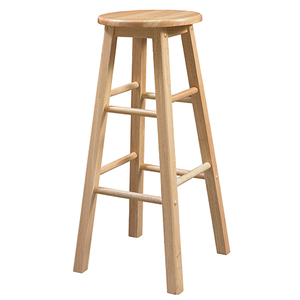 lot 35382 image: Linon Barstool with Round Seat, Natural Finish, 29 inch Seat Height