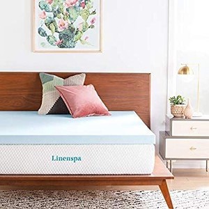 lot 35384 image: LINENSPA 3 Inch Gel Infused Memory Foam Mattress Topper - Queen Size