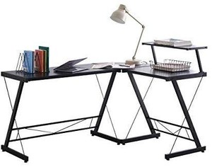 lot 35385 image: Halter L-shaped Corner Computer Home Desk Pc Laptop Study Table Workstation