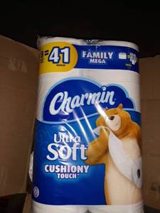 lot 35394 image: Charmin Ultra Soft Cushiony Touch Toilet Paper, 24 Family Mega Rolls  123 Regular Rolls (Packaging May Vary)
