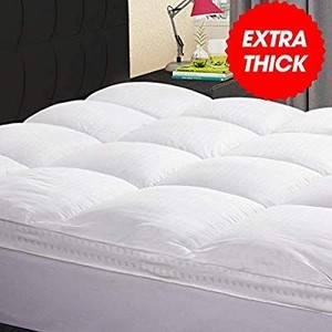 lot 35399 image: KARRISM Extra Thick Mattress Topper(California King), Cooling Mattress Pad Cover Topper, 400TC Cotton Pillow Top (8-21Inch Deep Pocket)