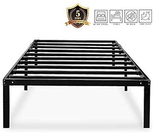 lot 35403 image: 14 inch Black Steel Metal Platform Bed with Steel Slats