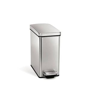 lot 35404 image: simplehuman 10 ltr Profile Step Trash Can Brushed Stainless Steel