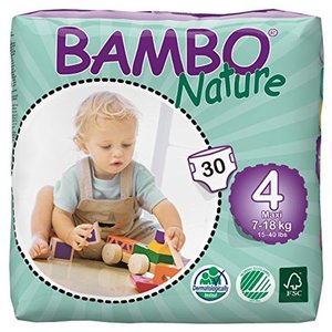 lot 35407 image: Abena Bambo Nature Premium Baby Diapers, Maxi, Size 4, 30 Count (Pack of 6)