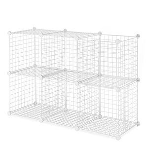 lot 35415 image: Whitmor Storage Cubes - Stackable Interlocking Wire Shelves - Set of 6 - White - 14.25 x 14.5 x 14.5