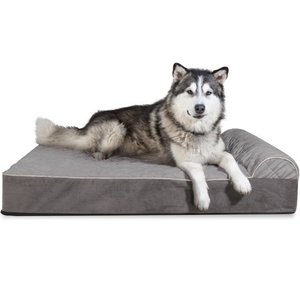 lot 35422 image: Furhaven Pet Dog Bed  Orthopedic Goliath Quilted Faux Fur & Velvet Chaise Lounge Living Room Couch Pet Bed w Removable Cover for Dogs & Cats, Gray, 3XL