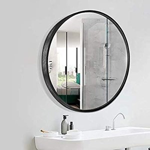 lot 35428 image: Beauty4U Large Round Metal Frame Mirror,19.7 Wall-Mounted Mirror for Bedroom,Bathroom,Living Room,Entryway,Vanity Mirror Black