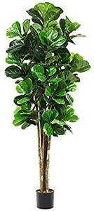 lot 35438 image: Goplus Fake Fiddle Leaf Fig Tree Artificial Greenery Plants in Pots Decorative Trees For Home and Office