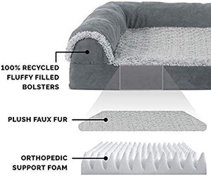 lot 35449 image: Furhaven Pet Dog Bed,Therapeutic Plush & Suede Sofa-Style Living Room Couch Pet Bed wRemovable Cover for Dogs & Cats