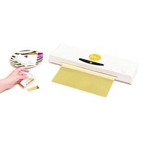 lot 35477 image: Minc Foil Application Machine Starter Kit by American Crafts  Includes machine, one transfer folder, one gold foil sheet, and three tags  US Version