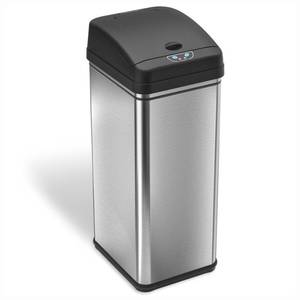 lot 37503 image: iTouchless 13 Gallon Touchless Sensor Kitchen Trash Can, Stainless Steel, Odor Filter System