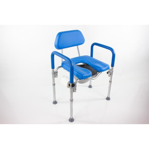 lot 37524 image: Dignity Ultra-Premium Padded CommodeShower Chair. Voted #1 Most Comfortable with Padded armsbackrest. Adjustable Height. Includes Free Commode Pail and Lid(Blue)