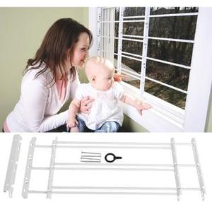 lot 37527 image: Knape & Vogt 1133 Child Safety Guard, 3-Bar Width 24 to 42 - Max Height 14, White