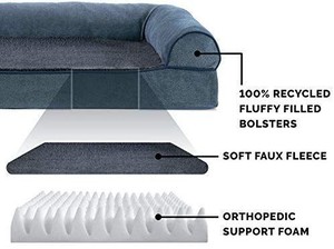 lot 37548 image: Furhaven Pet Dog Bed  Orthopedic Ultra Plush Faux Fur & Suede Traditional Sofa-Style Living Room Couch Pet Bed w Removable Cover for Dogs & Cats, Gray, Large