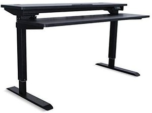 lot 35948 image: AITERMINAL Electric Stand Up Desk 2 Tiers Single Motor-Height Adjustable Desk (Black-1)