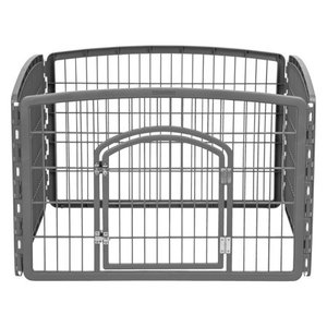 lot 35955 image: IRIS USA 24 Exercise 2-Panel Pet Playpen with Door, Dark Gray CI-604