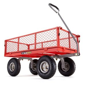 lot 35962 image: Gorilla Carts GOR800-COM Steel Utility Cart with Removable Sides, 800-lbs. Capacity, Red