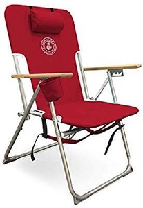 lot 35988 image: Caribbean Joe CJ-7779RED Five Position high Weight Folding Beach Chair, Red