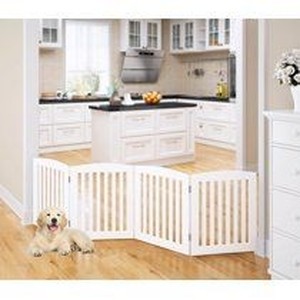 lot 35989 image: Pawland Wooden Freestanding Pet Gate, White, 24H