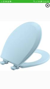 lot 36657 image: Bemis 500EC464 Molded Wood Round Toilet Seat With Easy Clean and Change Hinge, Dresden Blue