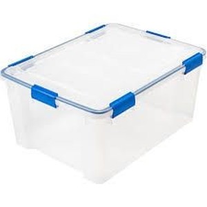 lot 36680 image: Ziploc 15 Gal. Tote, Clear, 2 Pack, 1 Lid Damaged