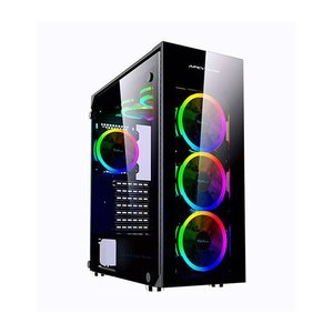lot 36688 image: Apevia Trinity-s Trinity Metal Case W 4 Tempered Glass Windows & Spectra Fans