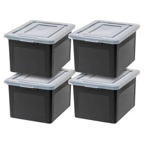 lot 36698 image: IRIS USA Letter and Legal Size File Box, 4 Pack, Black, 2 Lids Damaged
